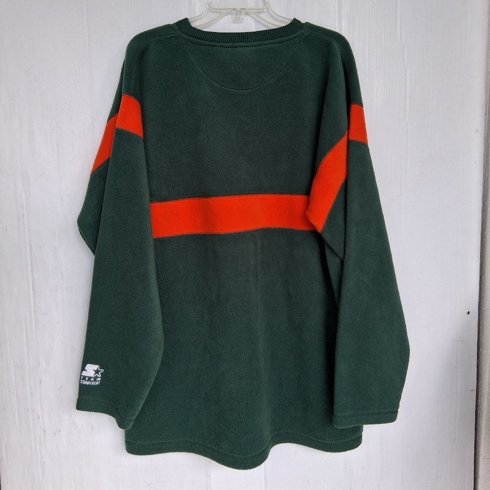 Team Starter University Miami Hurricanes Swearshirt Mens XL Green/Orange